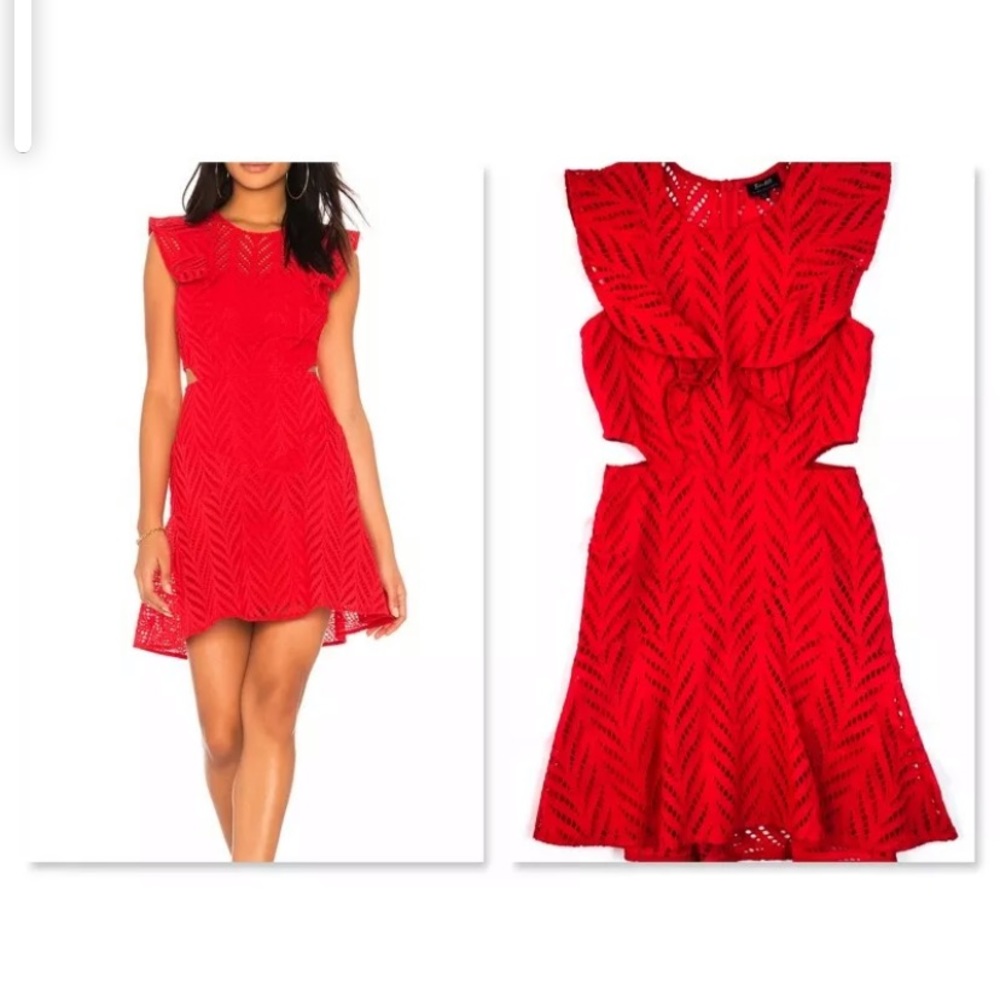 Bardot Red Mini Dress with Cutouts